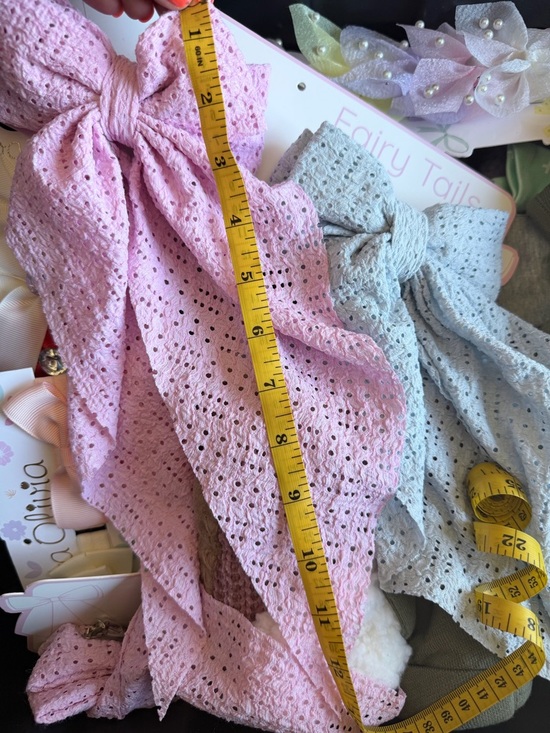 Hair clip bows fairy tails blue and pink - Picture 5 of 6